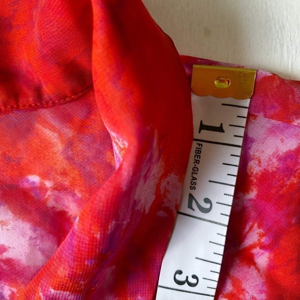 Venezia Jeans Red & Purple Abstract Semi Sheer Long Sleeve Blouse - Picture 8 of 11
